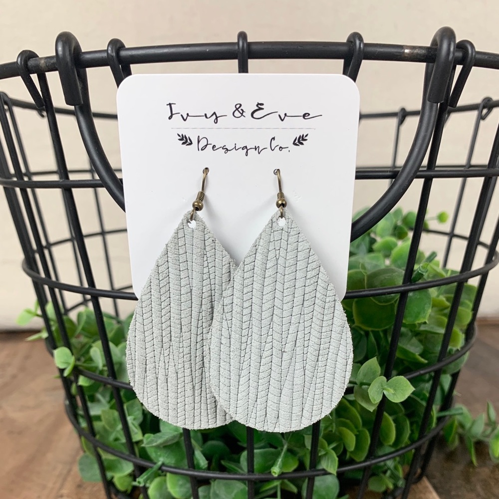 Genuine Leather Soft Wave Earrings in Pewter Grey